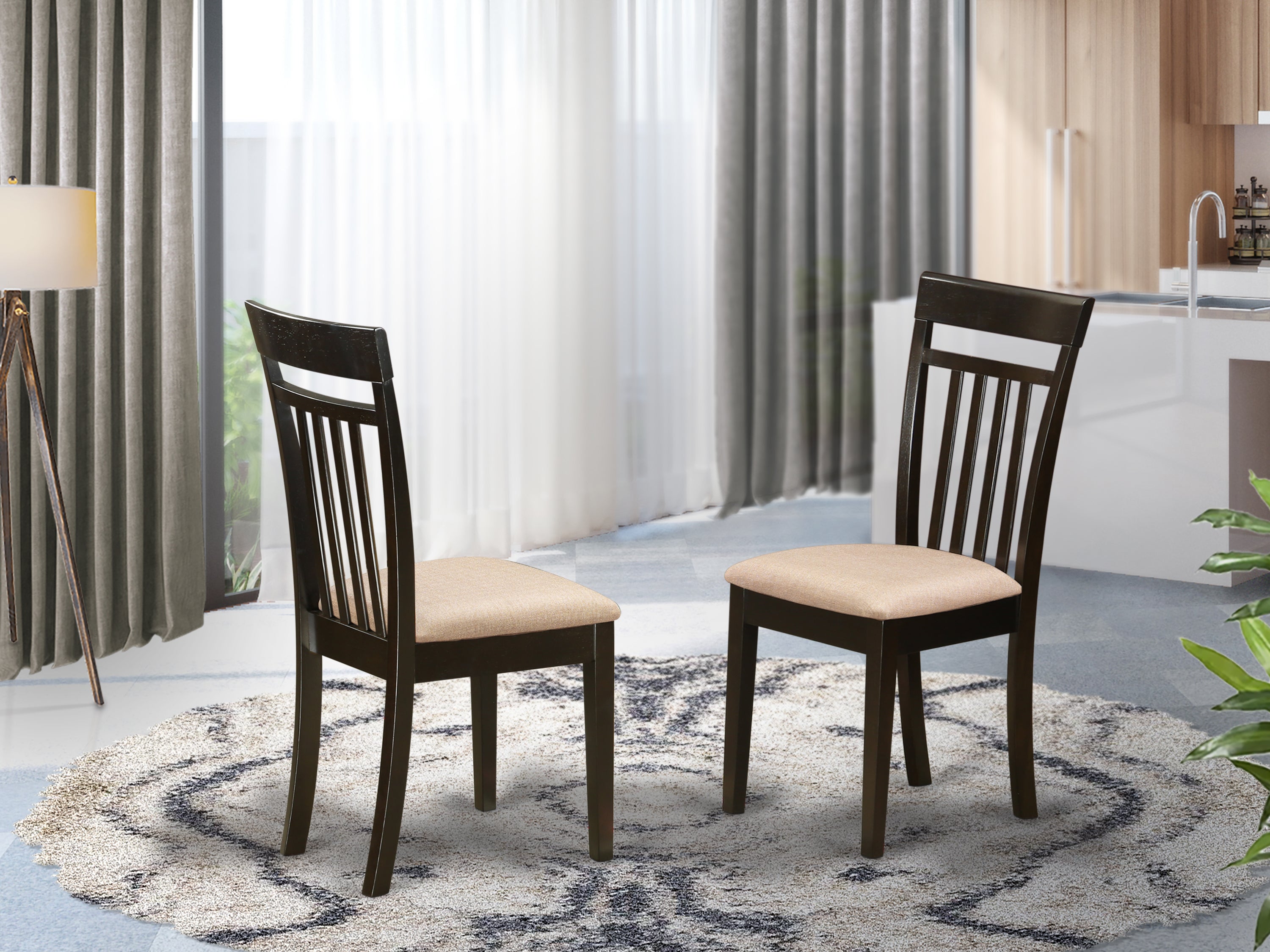 CAC-CAP-C Capri slat back Chair for dining room with Upholstered Seat