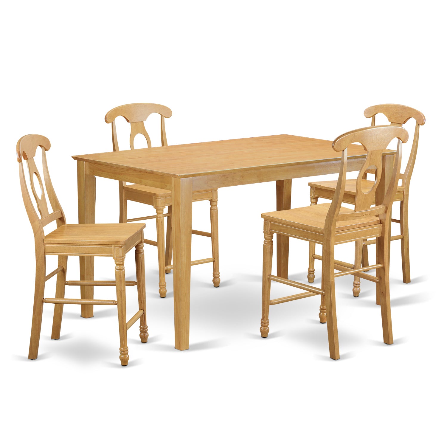 CAKE5H-OAK-W 5 PC counter height Table and chair set - Dining Table and 4 counter height Chairs.