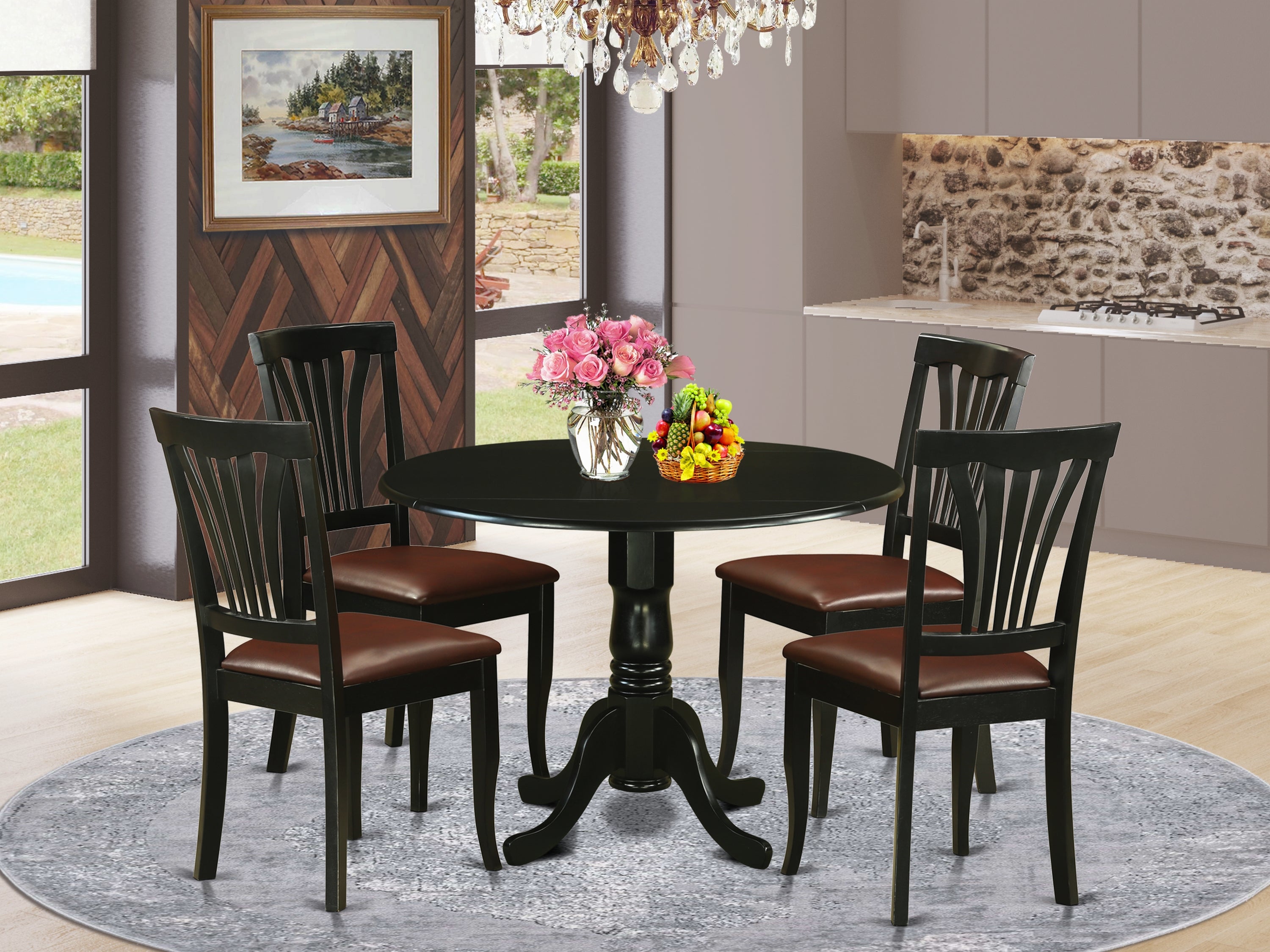 DLAV5-BLK-LC 5 Pc Table set - Dinette Table and 4 dinette Chairs