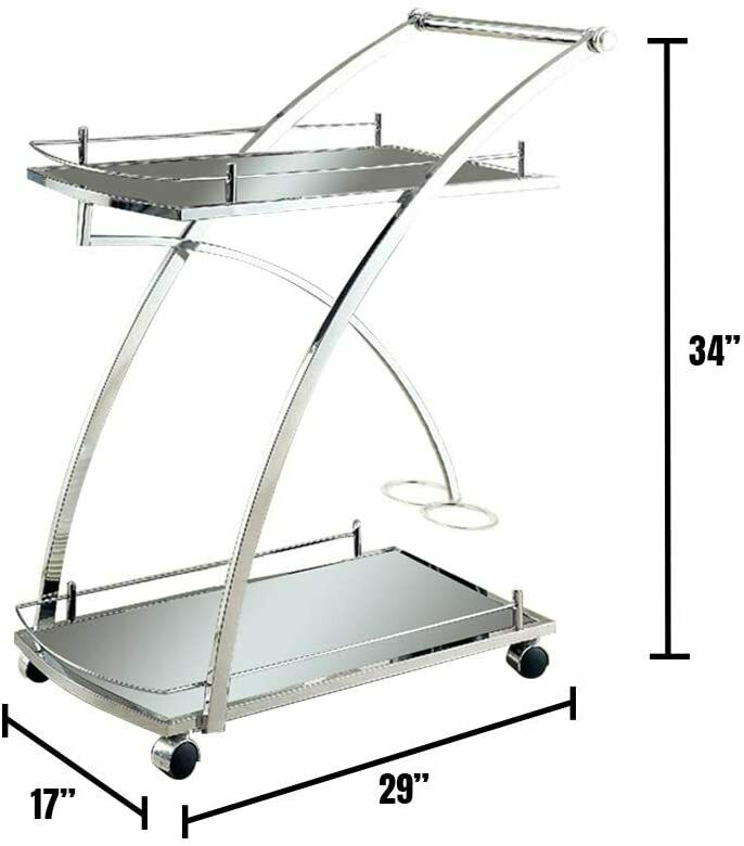 Contemporary Tempered Glass Recreation Room Serving Cart CM-AC227