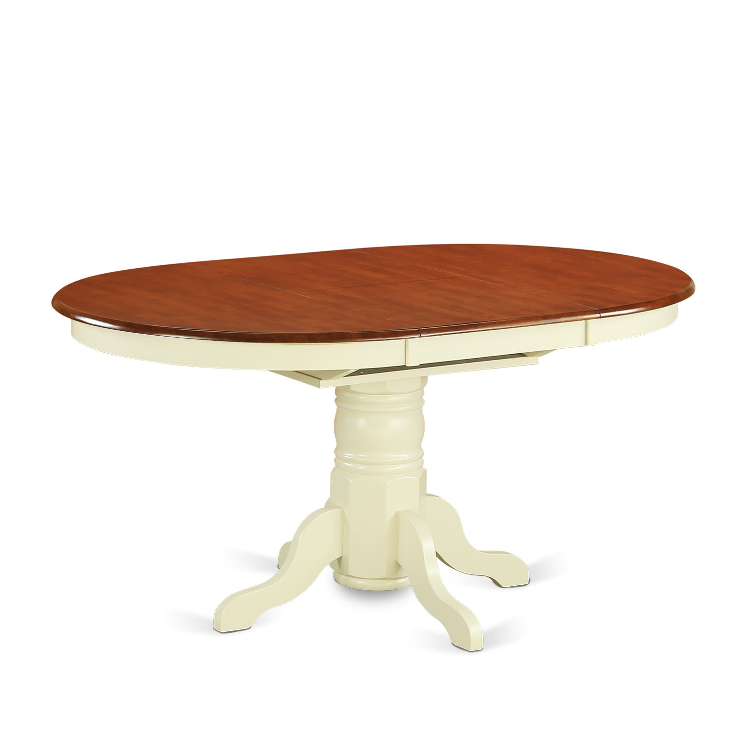 AVT-WHI-TP Oval Table with 18" Butterfly leaf - Buttermilk and Cherry