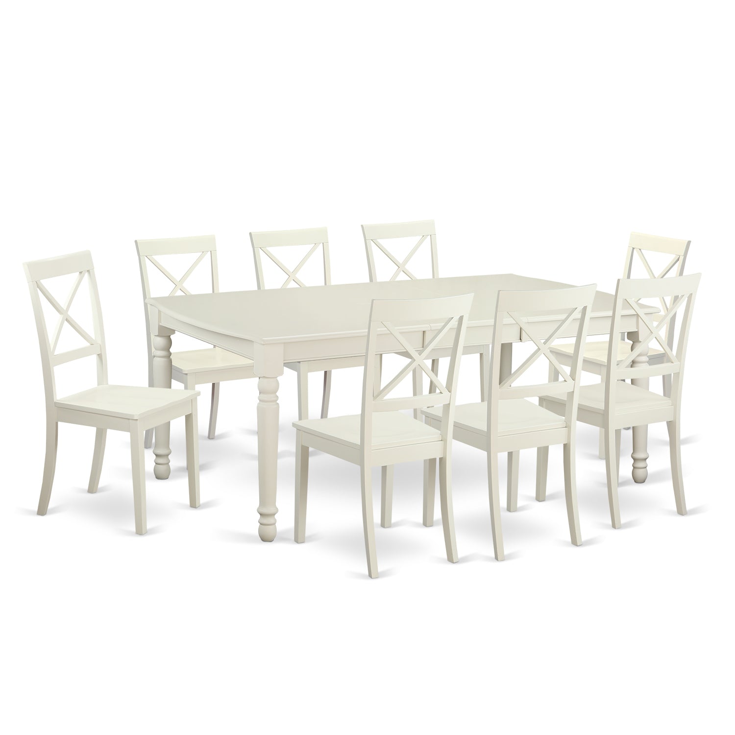 DOBO9-LWH-W 9 PC dinette Table set for 8- Dining Table and 8 Dining Chairs