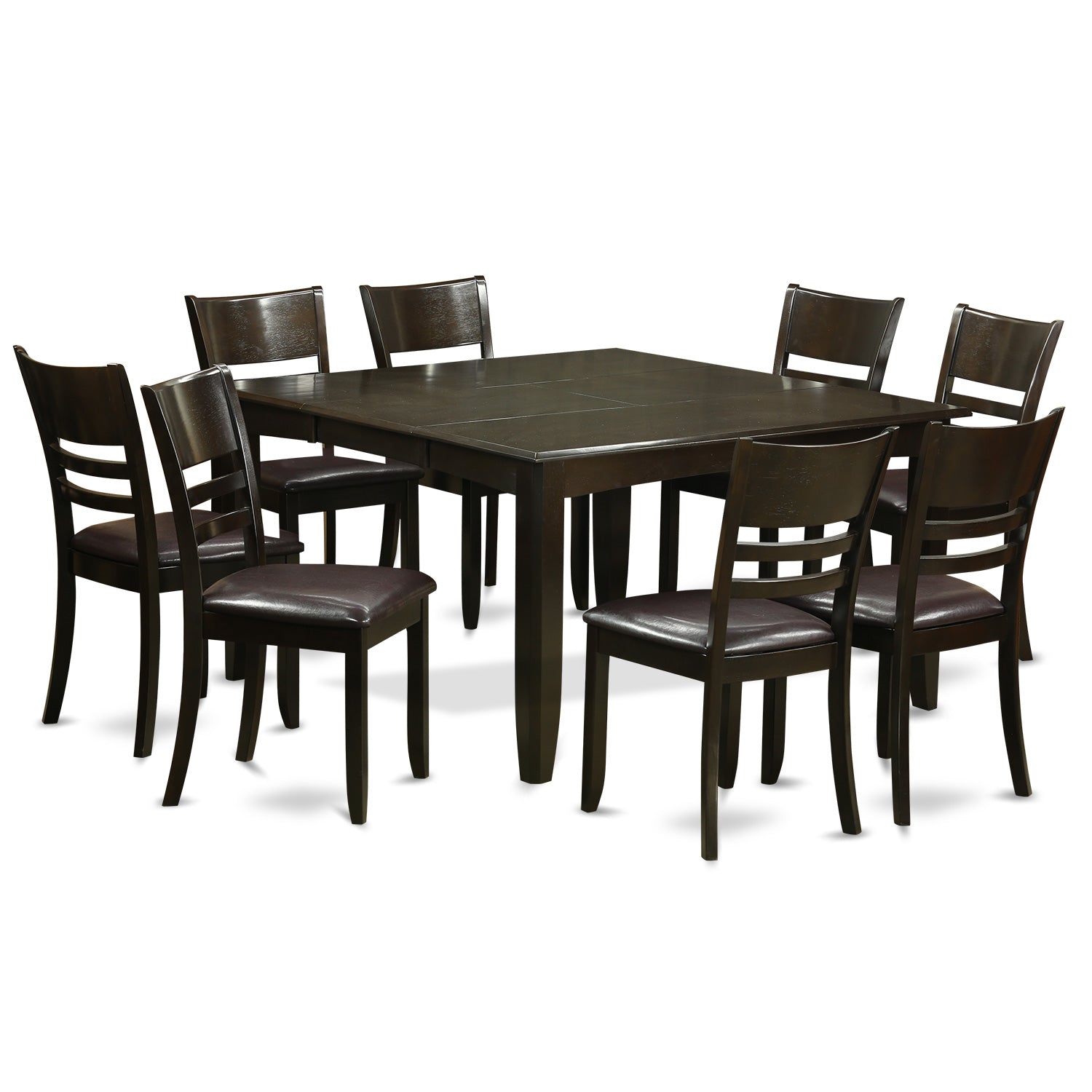 PFLY9-CAP-LC 9 Pc Dining room set-Dinette Table with Leaf and 8 Kitchen Chairs.