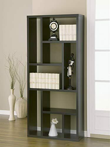 Zevv Modern 9 Open Shelves Vertically Horizontally Display Shelf, Cappuccino