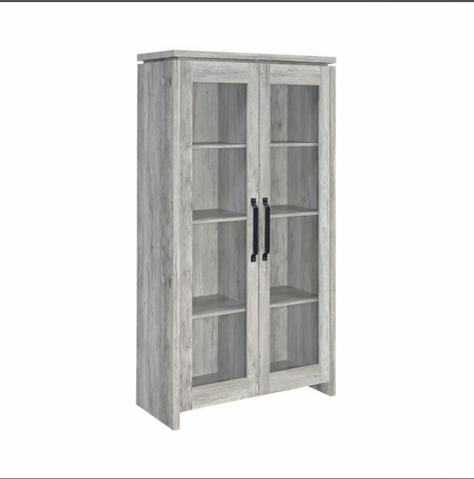 Modern Farmhouse 2-Door Tall Accent Cabinet Grey Driftwood