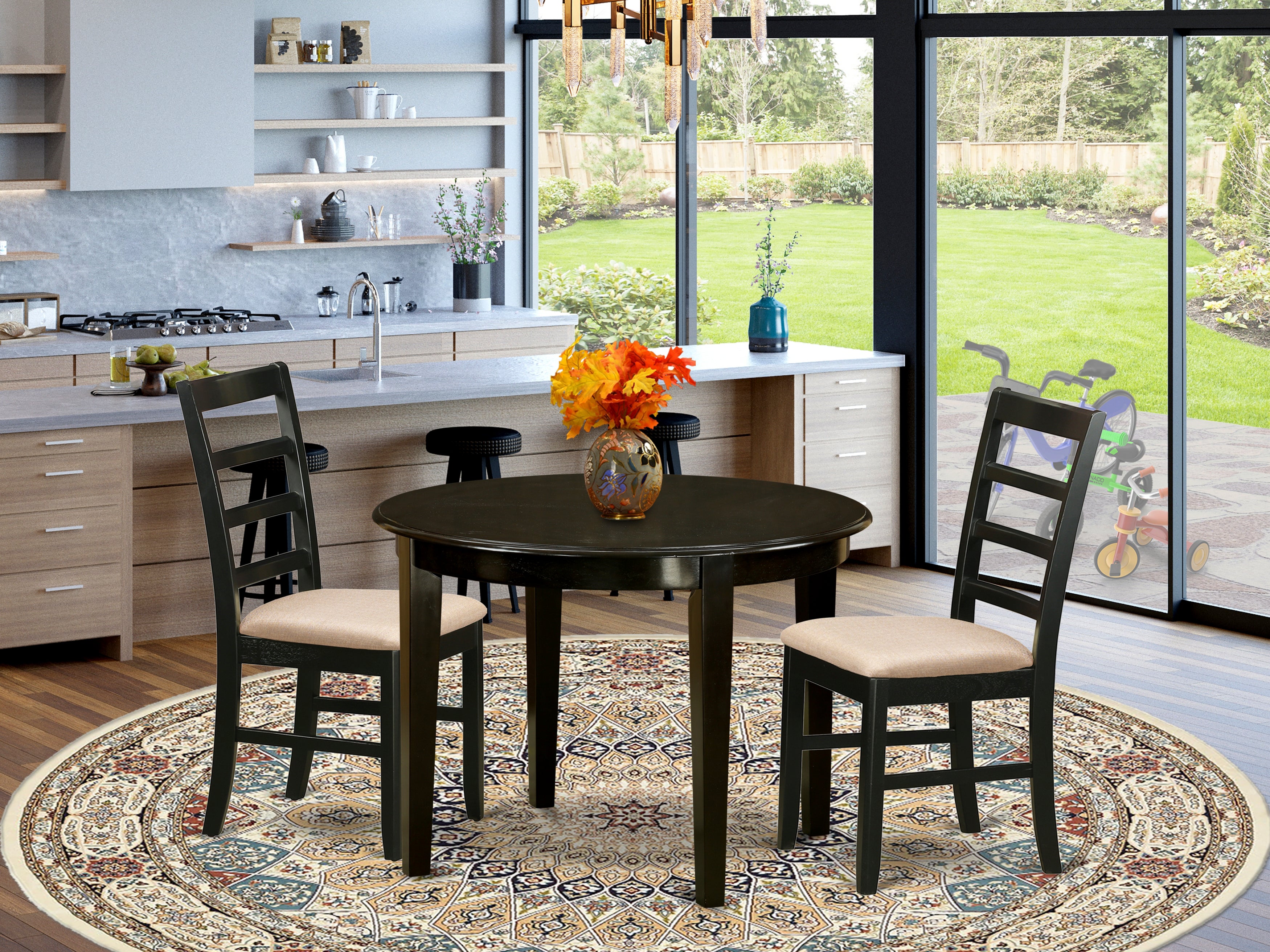 BOPF3-CAP-C 3 Pc small Kitchen Table set-small Kitchen Table and 2 Dinette Chairs