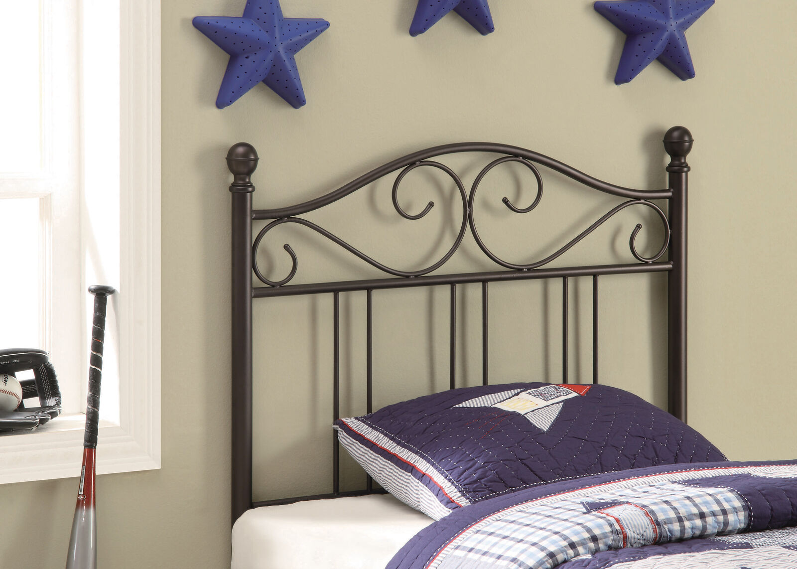 Metal Scroll Arched Twin Headboard Dark Bronze Head Boad Bed