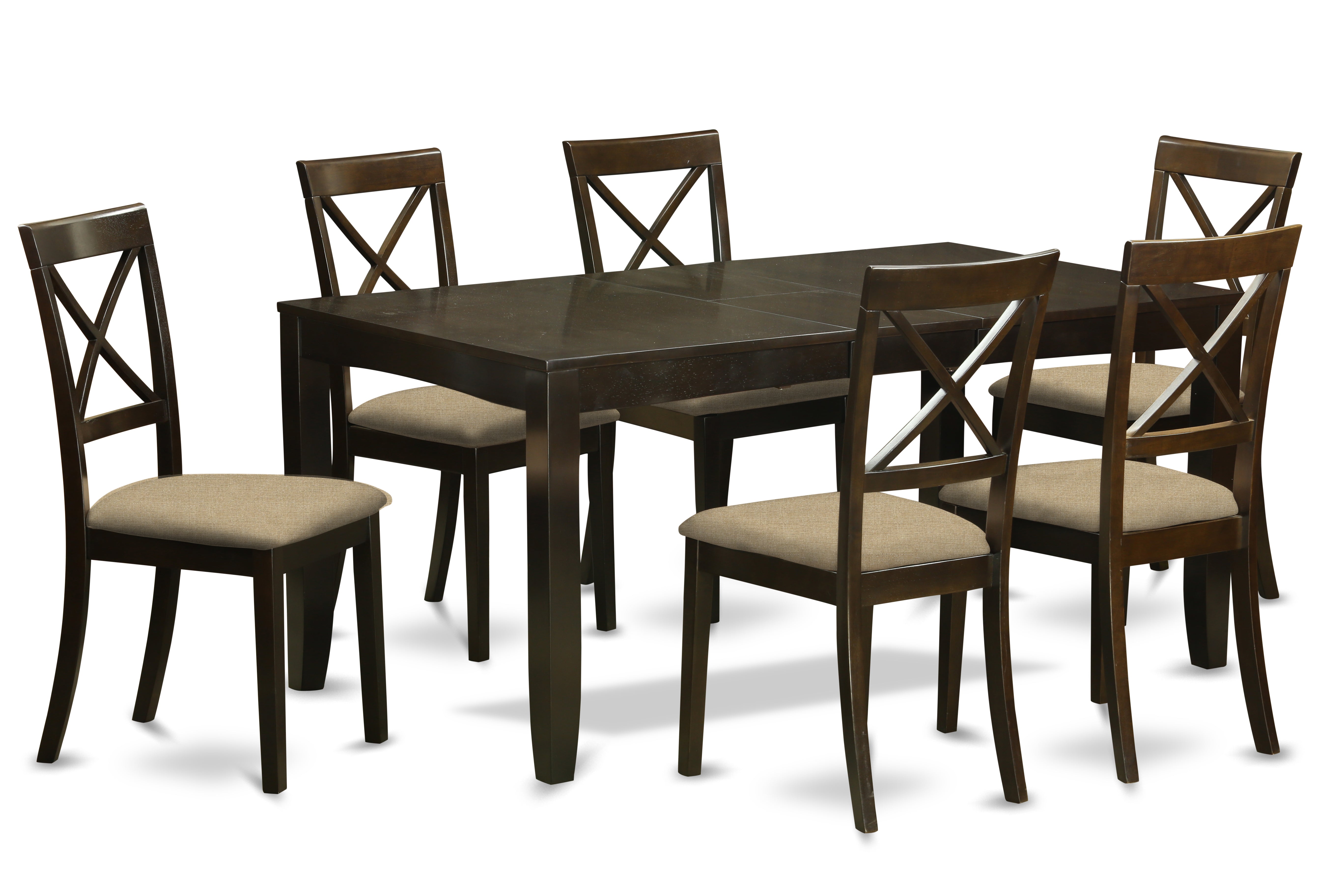 LYBO7-CAP-C 7 PC Dining room set-Kitchen Tables with Leaf Plus 6 Chairs for Dining room