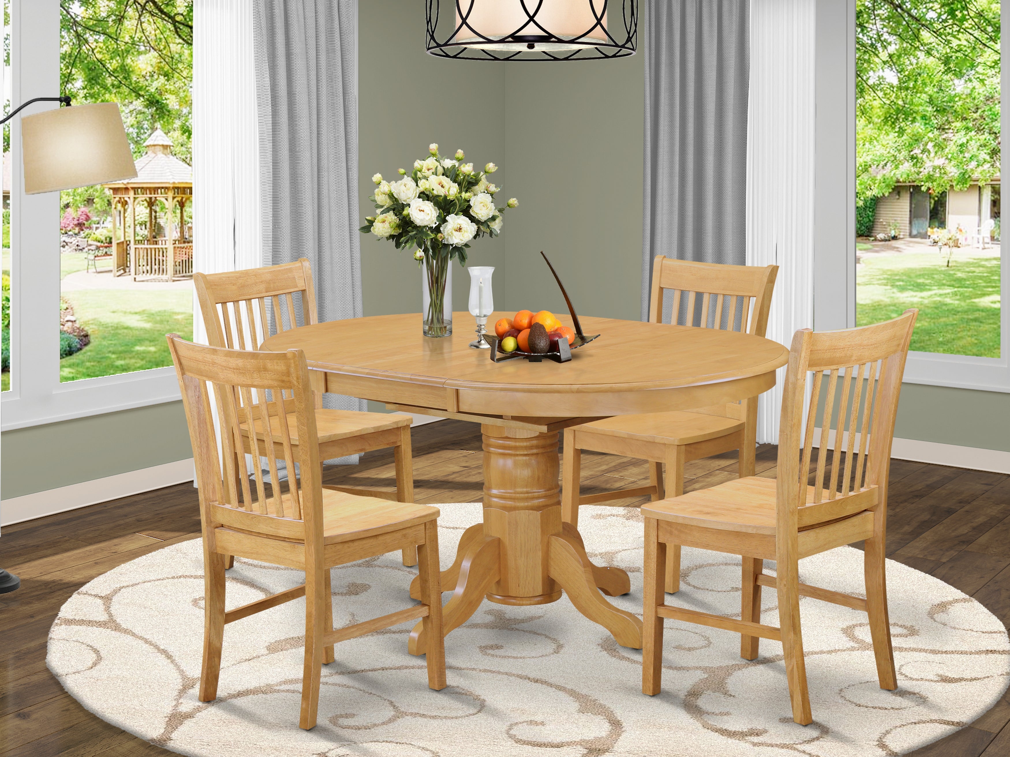 AVNO5-OAK-W 5 Pc Dinette Table set - small Kitchen Table and 4 Dining chair