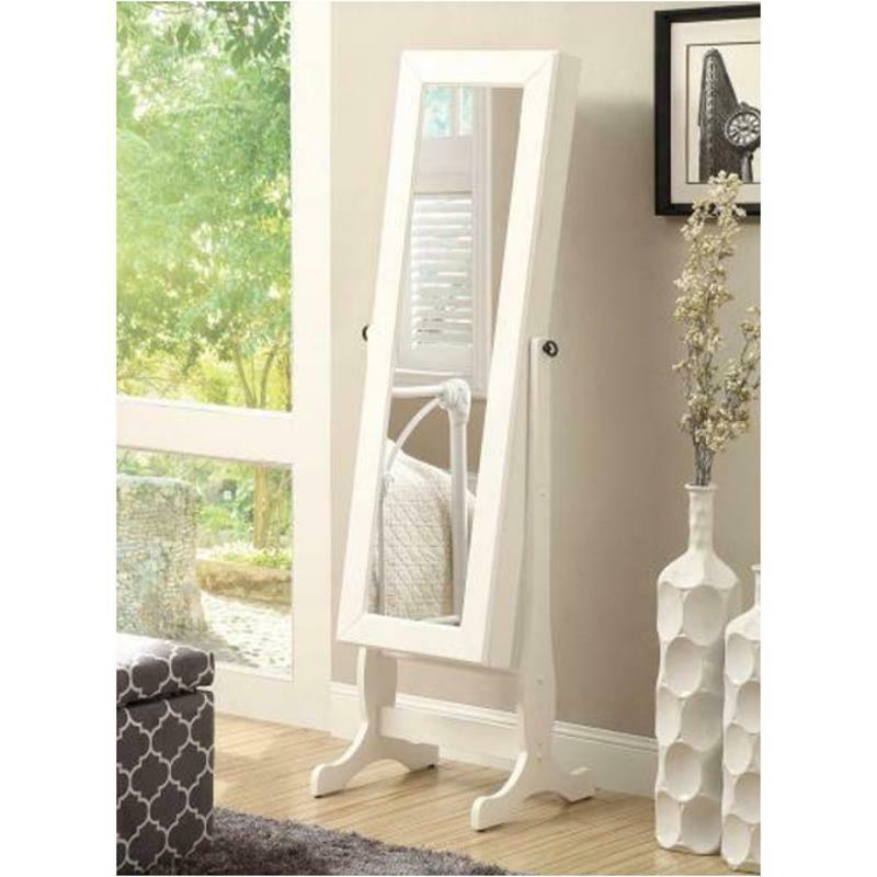 Coaster Free Standing Jewelry Storage Cheval Mirror With Drawers White 901804