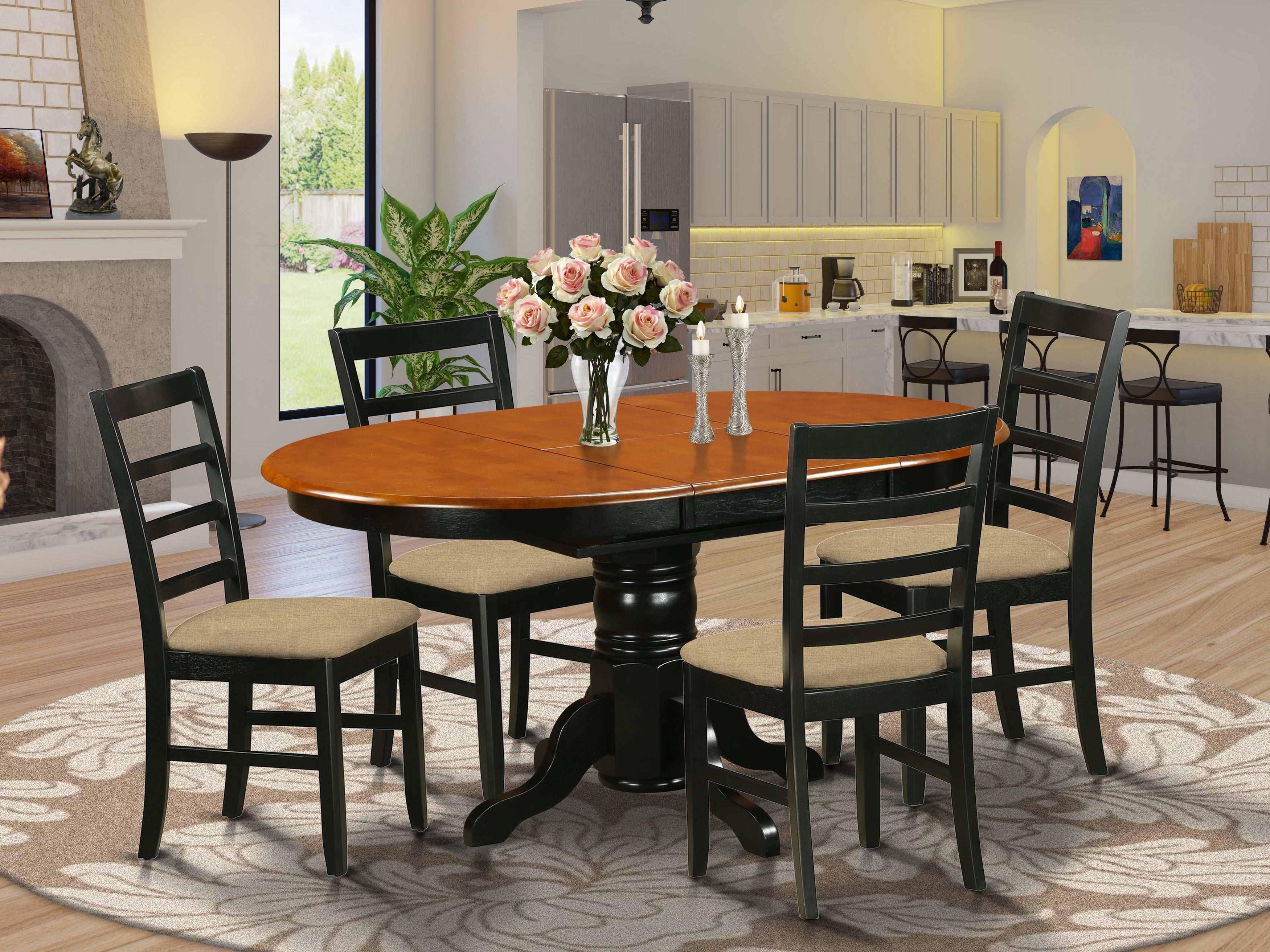 AVPF5-BCH-C Dining set - 5 Pcs with 4 Wooden Chairs