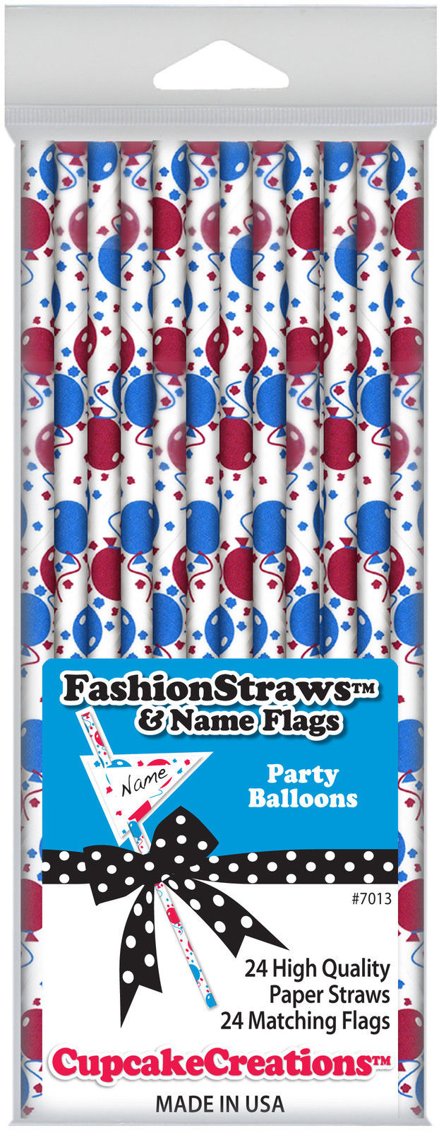 Cupcake Creations, Fashion Straws & Name Flags, Party Balloons, 24 Pk, 7013