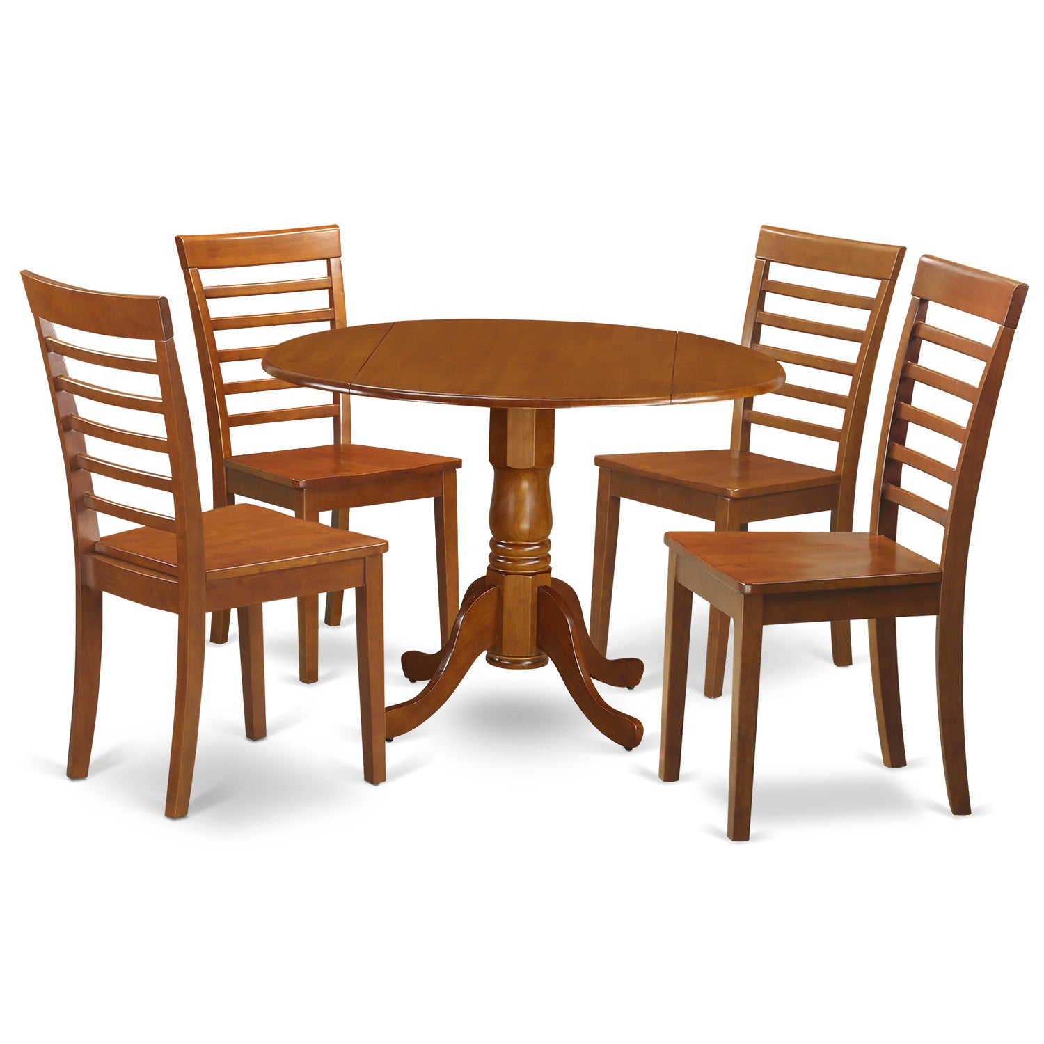 DLML5-SBR-W 5 Pc Kitchen Table set-small Table and 4 dinette Chairs