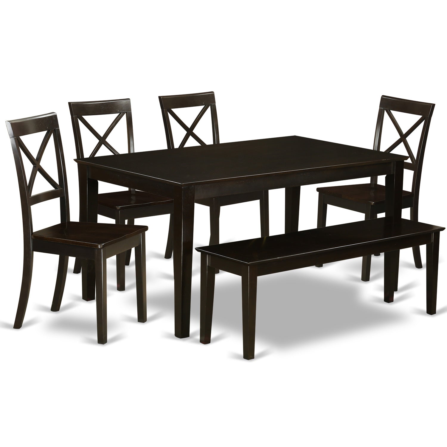 CABO6S-CAP-W 6 PC Dining room set-Kitchen Table and 4 Chairs and a Bench