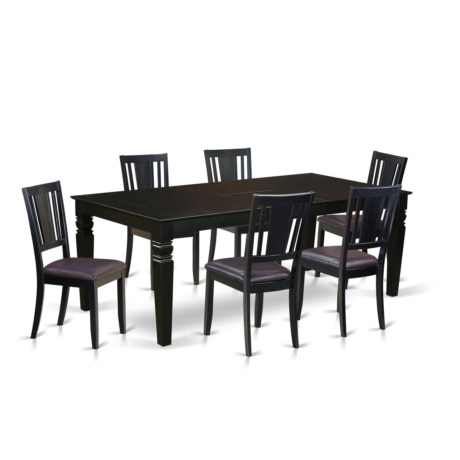 LGDU7-BLK-LC 7 Pc Dining Room set with a Dining Table and 6 Leather Kitchen Chairs in Black