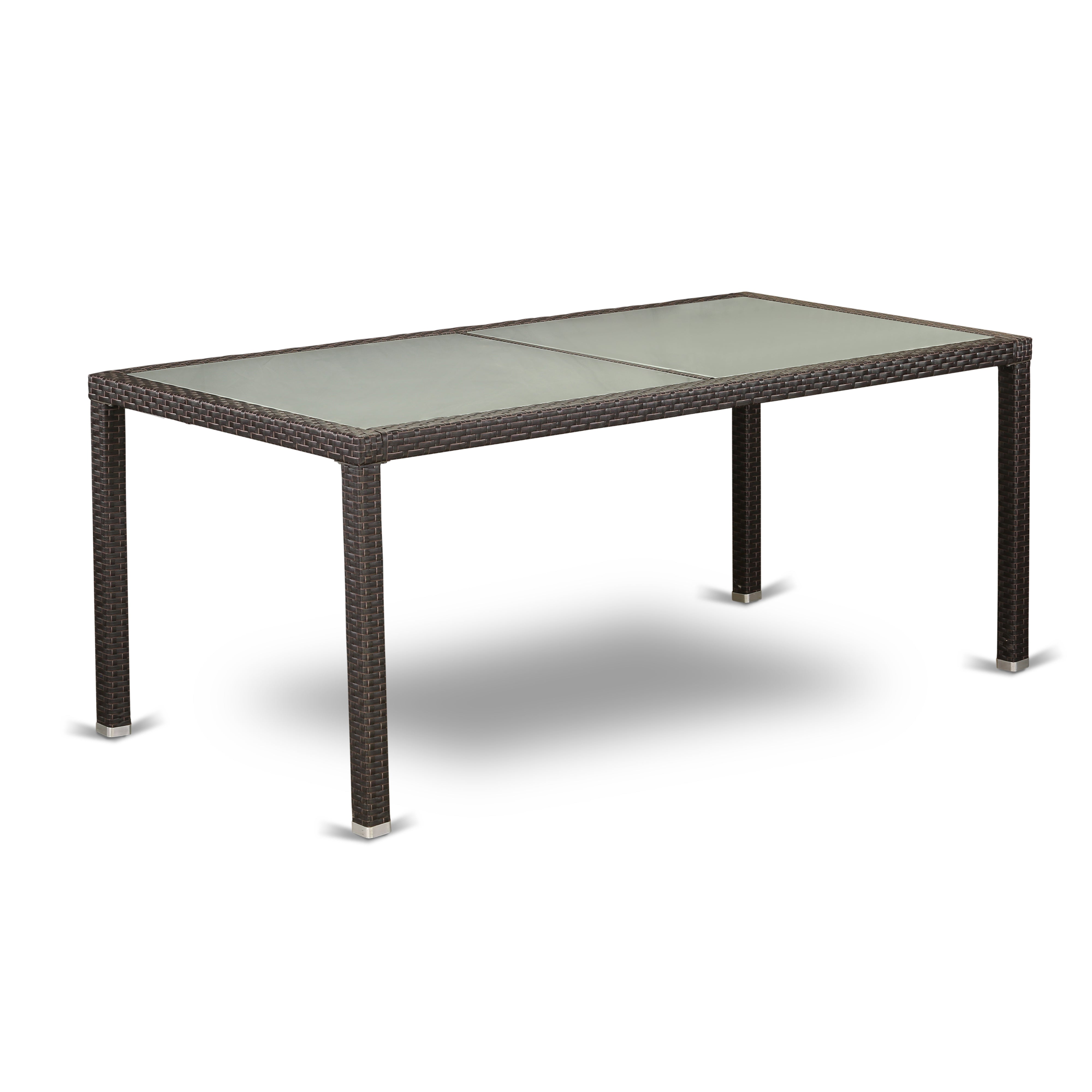 LULU5-63S 5 pc Outdoor-Furniture Wicker Dining Set for 4 in Dark Brown Finish