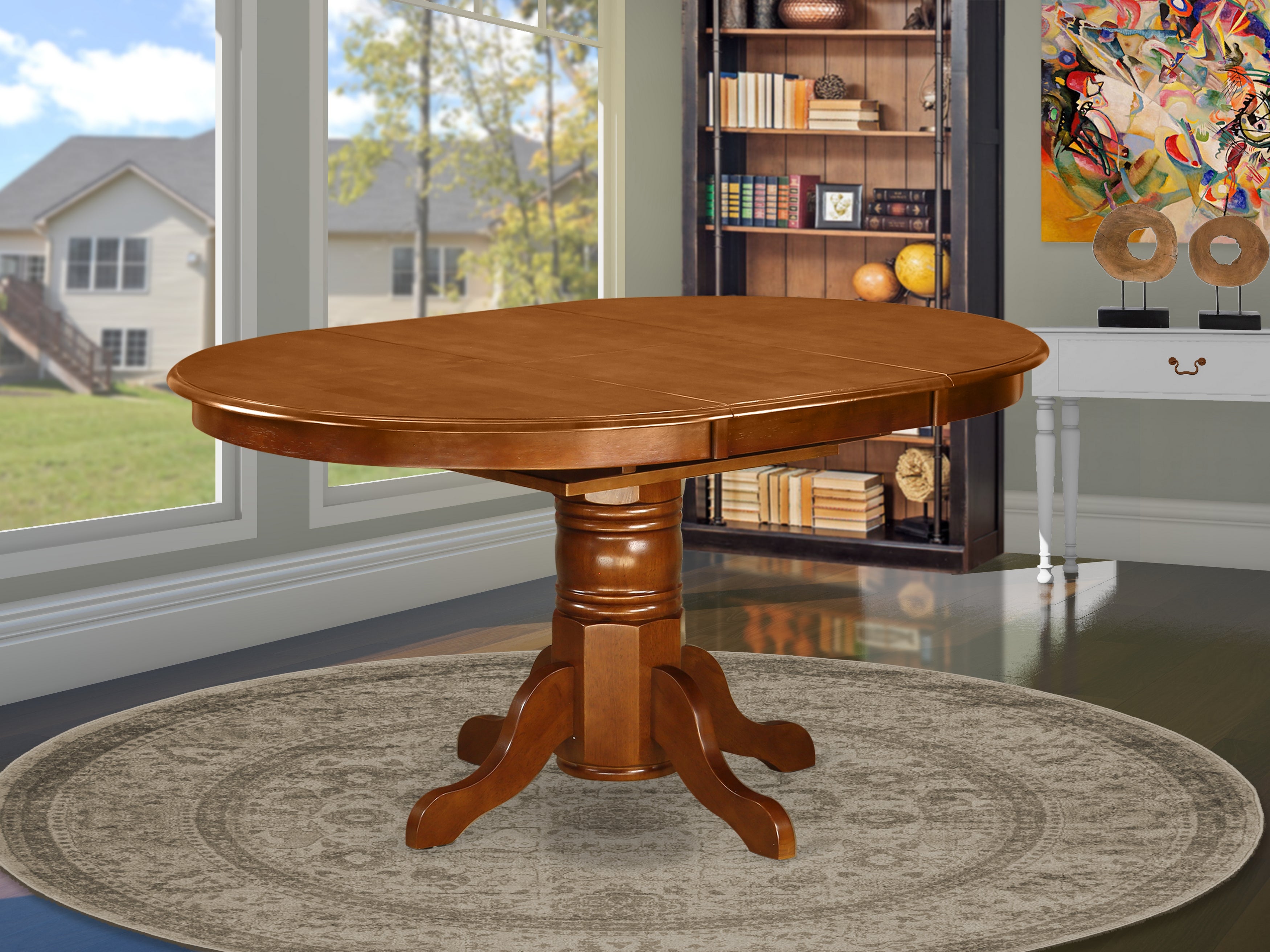 AVT-SBR-TP Oval Table with 18" Butterfly leaf - Saddle Brown