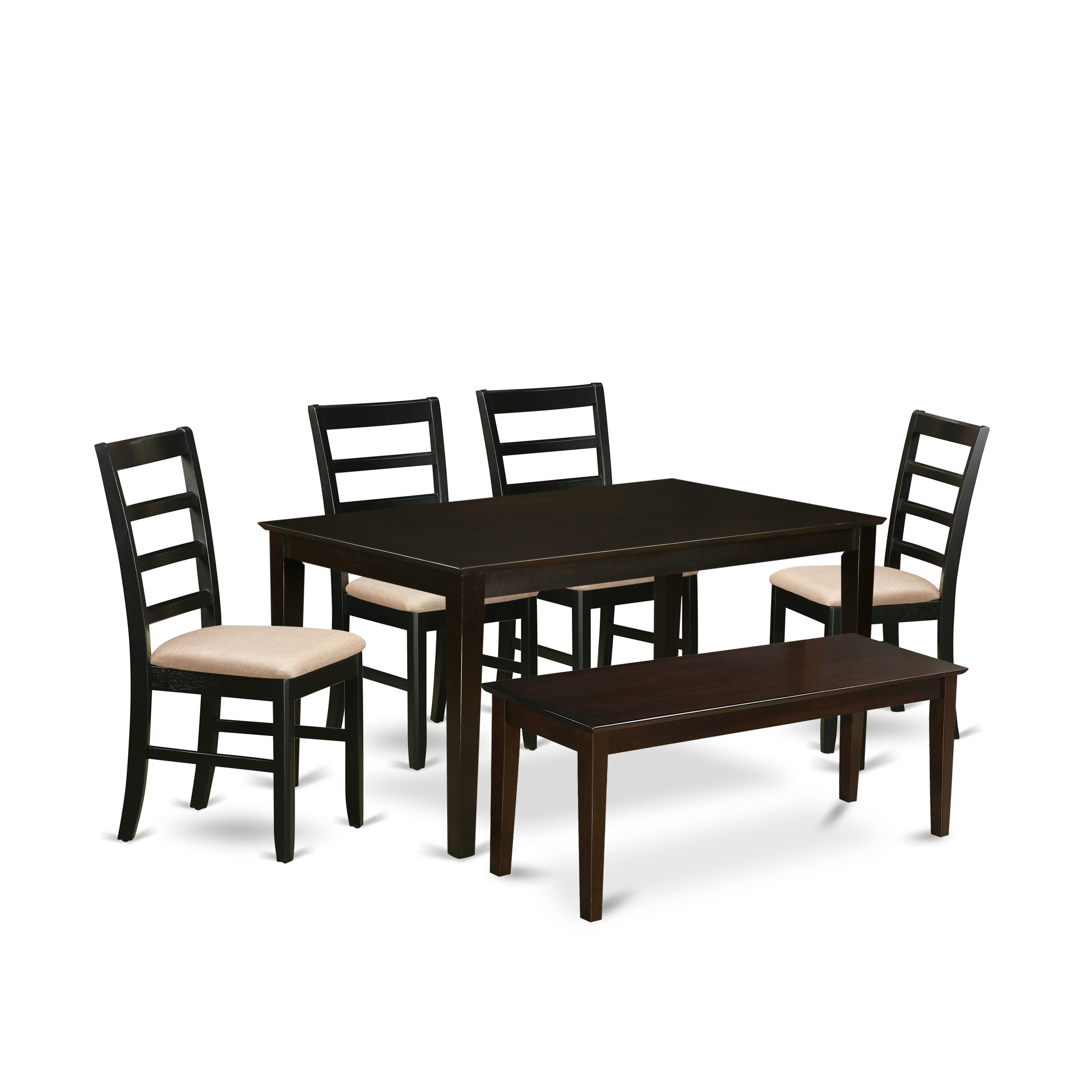 CAPF6-CAP-C 6 PC Kitchen Table with bench set-Dinette Table and 4 Kitchen Chairs and Bench