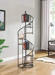8-Shelf Staircase Bookcase Rustic Brown And Black