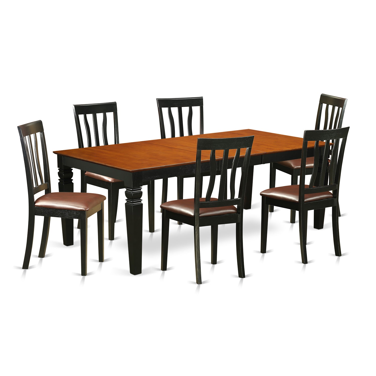 LGAN7-BCH-LC 7 Pc Table set with a Dining Table and 6 Dining Chairs in Black and Cherry