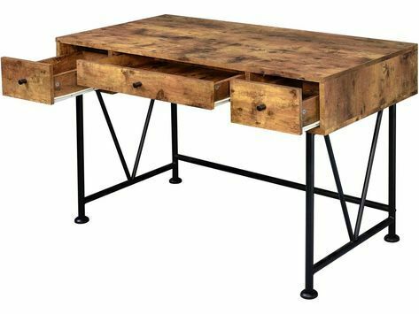 Analiese Industrial 3- Drawer Antique Nutmeg Home office Writing Desk 801541