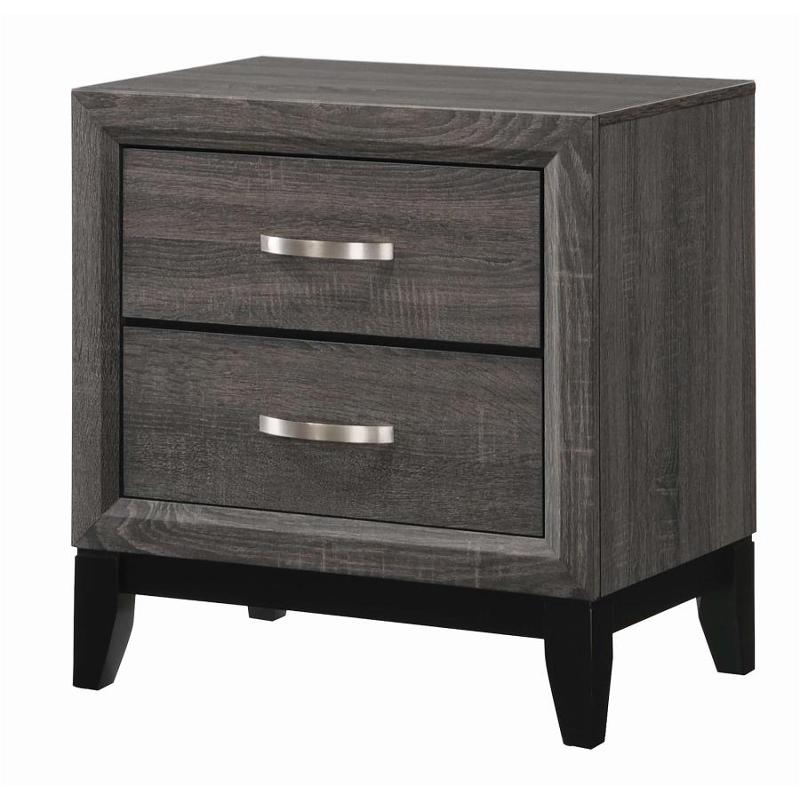 Coaster Watson Contemporary 2 Drawer Nightstand Grey Oak and Black