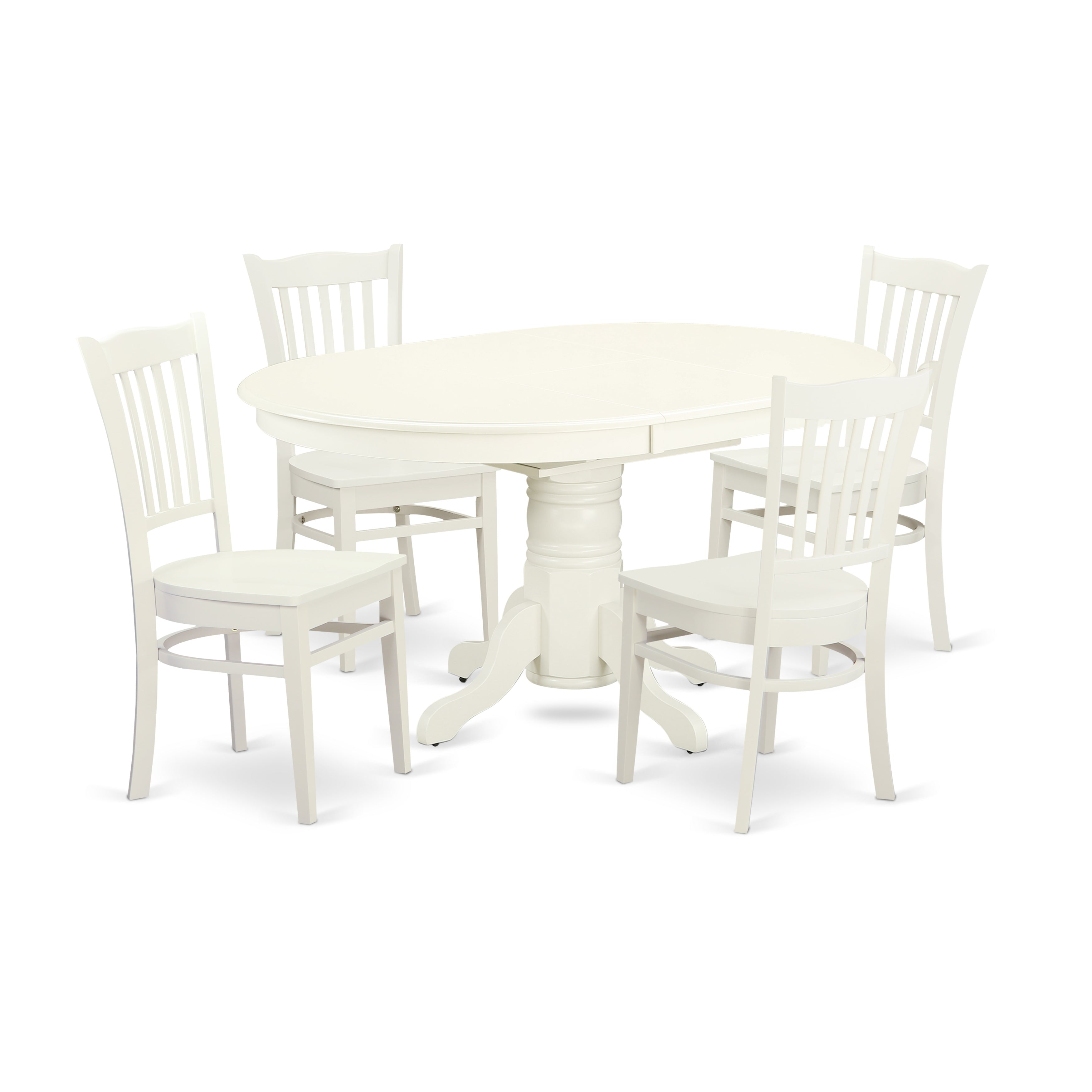 AVGR5-LWH-W 5 Pc Dining set with a Kitchen Table and 4 Wood Seat Kitchen Chairs in Linen White