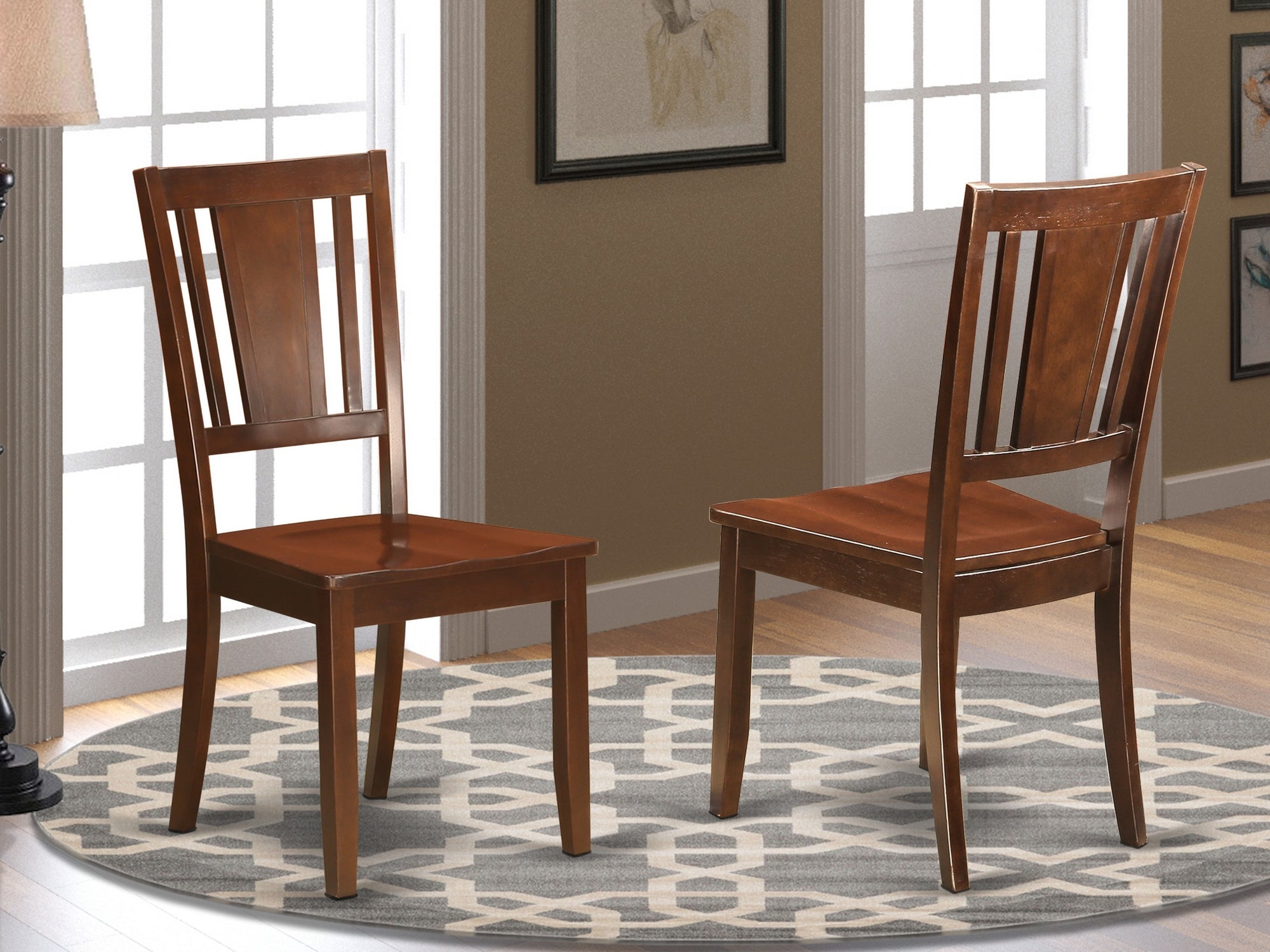 DUC-MAH-W Dudley Dining Chair with Wood Seat in Mahogany Finish