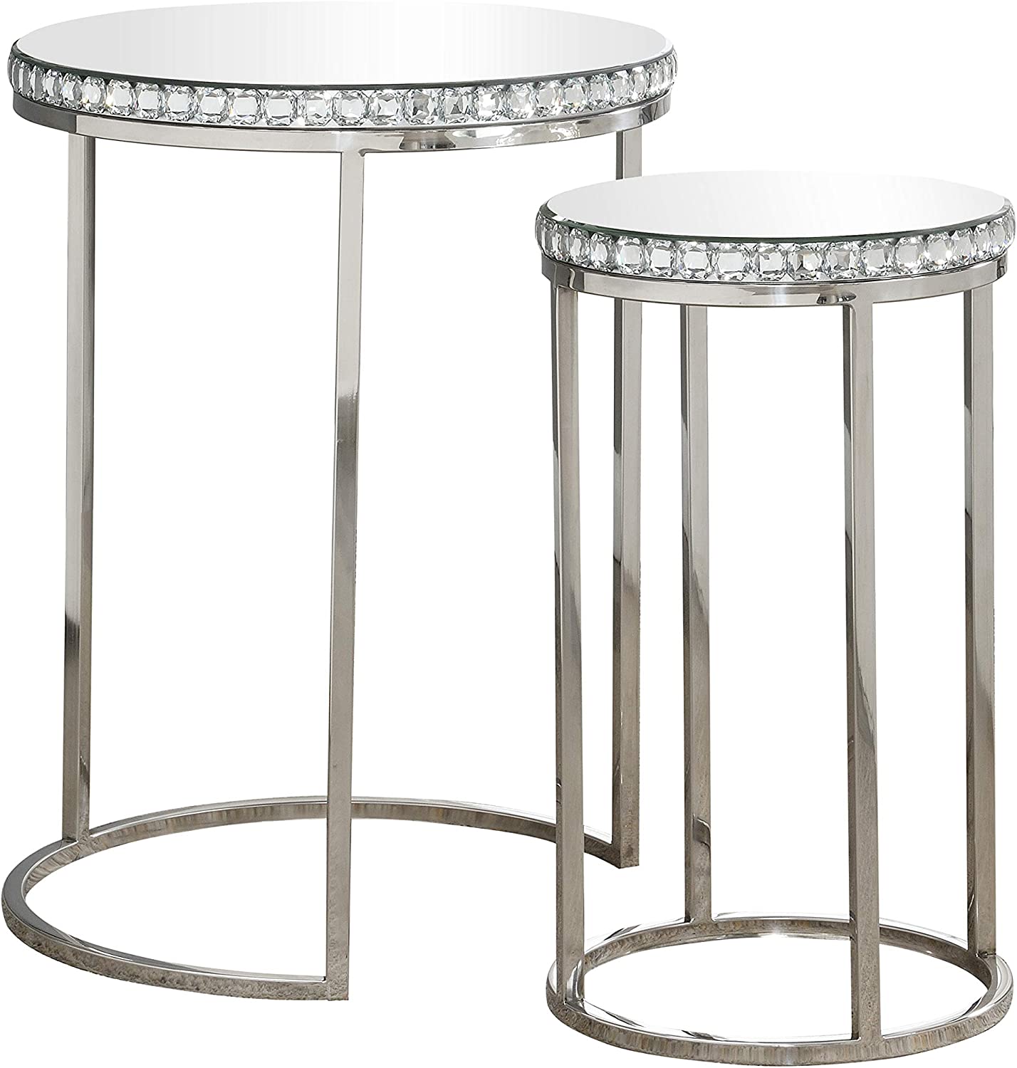 Addison 2-Piece Round Nesting Table Silver