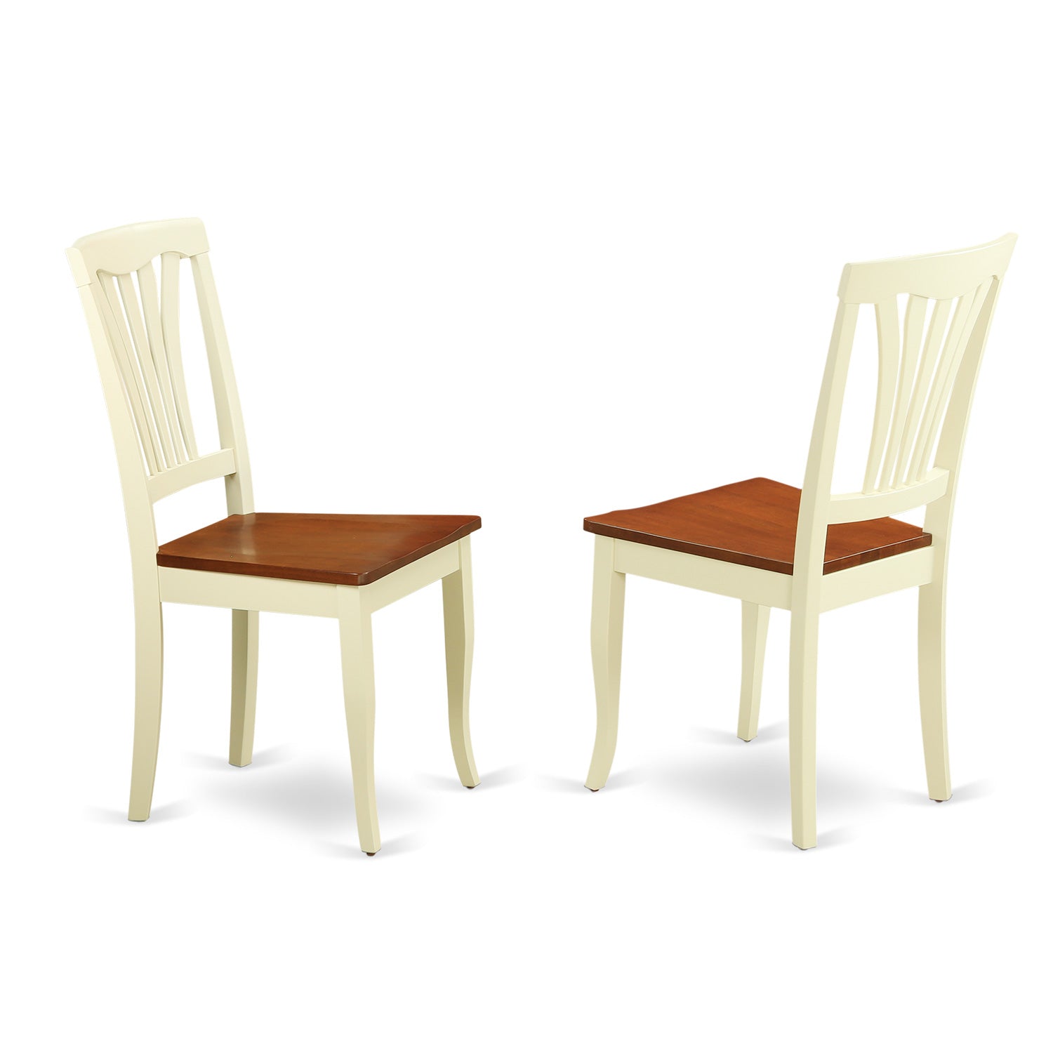 AVON5-WHI-W 5 Pc Dinette Table with Leaf and 4 Wood Seat Chairs in Buttermilk and Cherry.