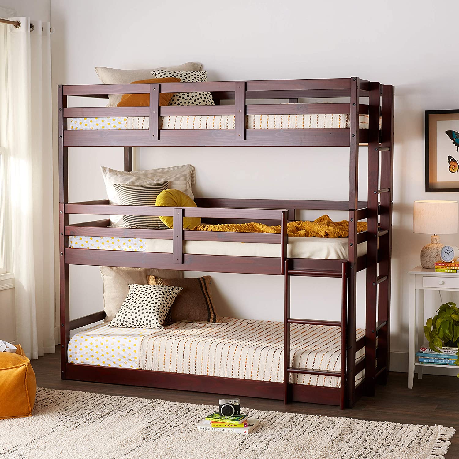 DONCO Kids Triple Bunk Bed, Twin/Twin/Twin, Dark Cappuccino