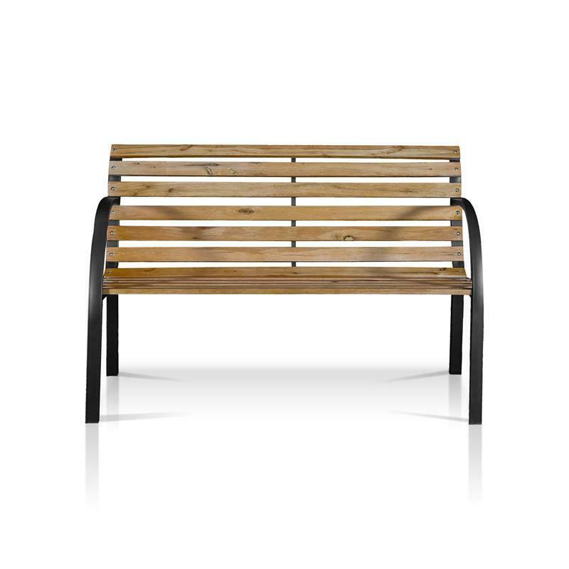 Jordy Transitional Metal Patio Bench in Black Outdoor Furniture