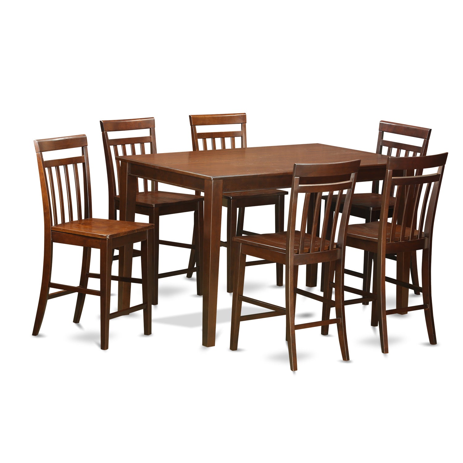 DUEW7H-MAH-W 7 Pc pub Table set- counter height Table and 6 stools.