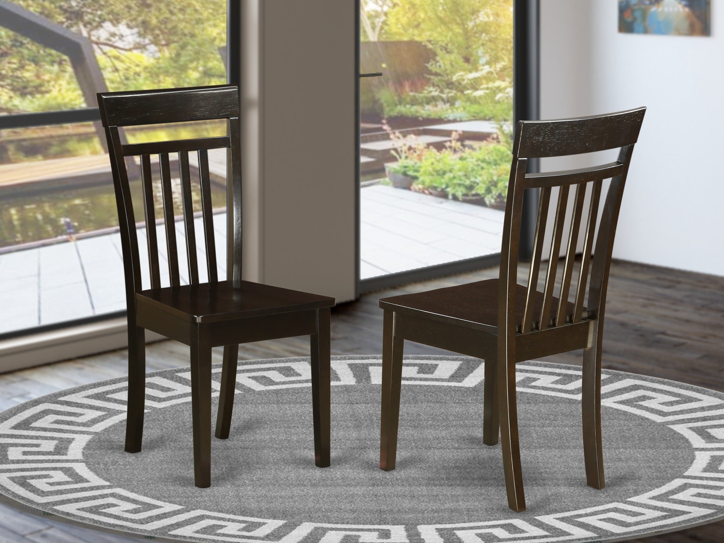 CAC-CAP-W Capri slat back kitche dining Chair with wood Seat