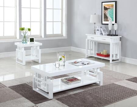 Coaster Contemporary Rectangular Coffee Table High Glossy White