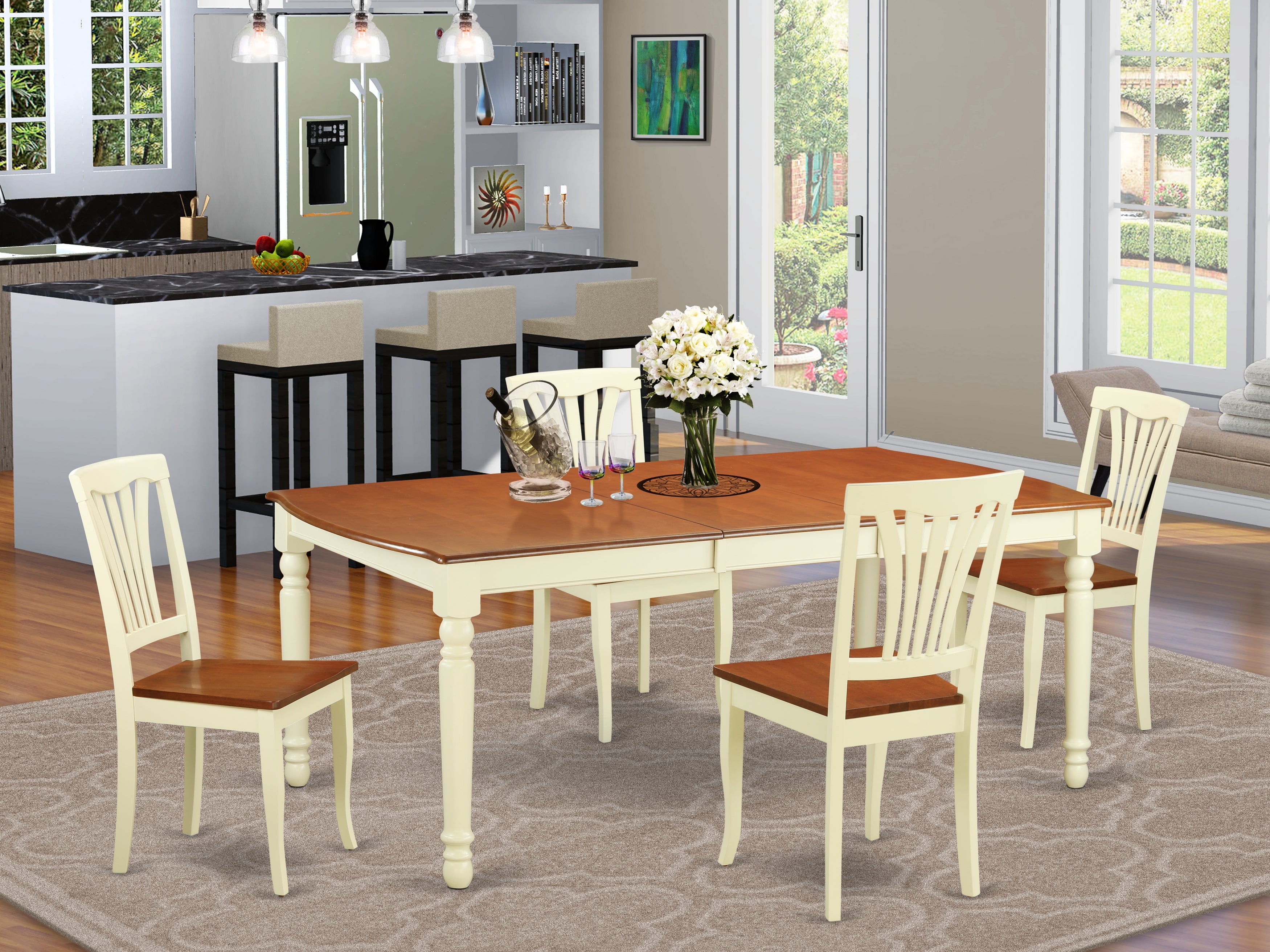 DOAV5-WHI-W 5 PC dinette Table set - Kitchen Table and 4 Dining Chairs