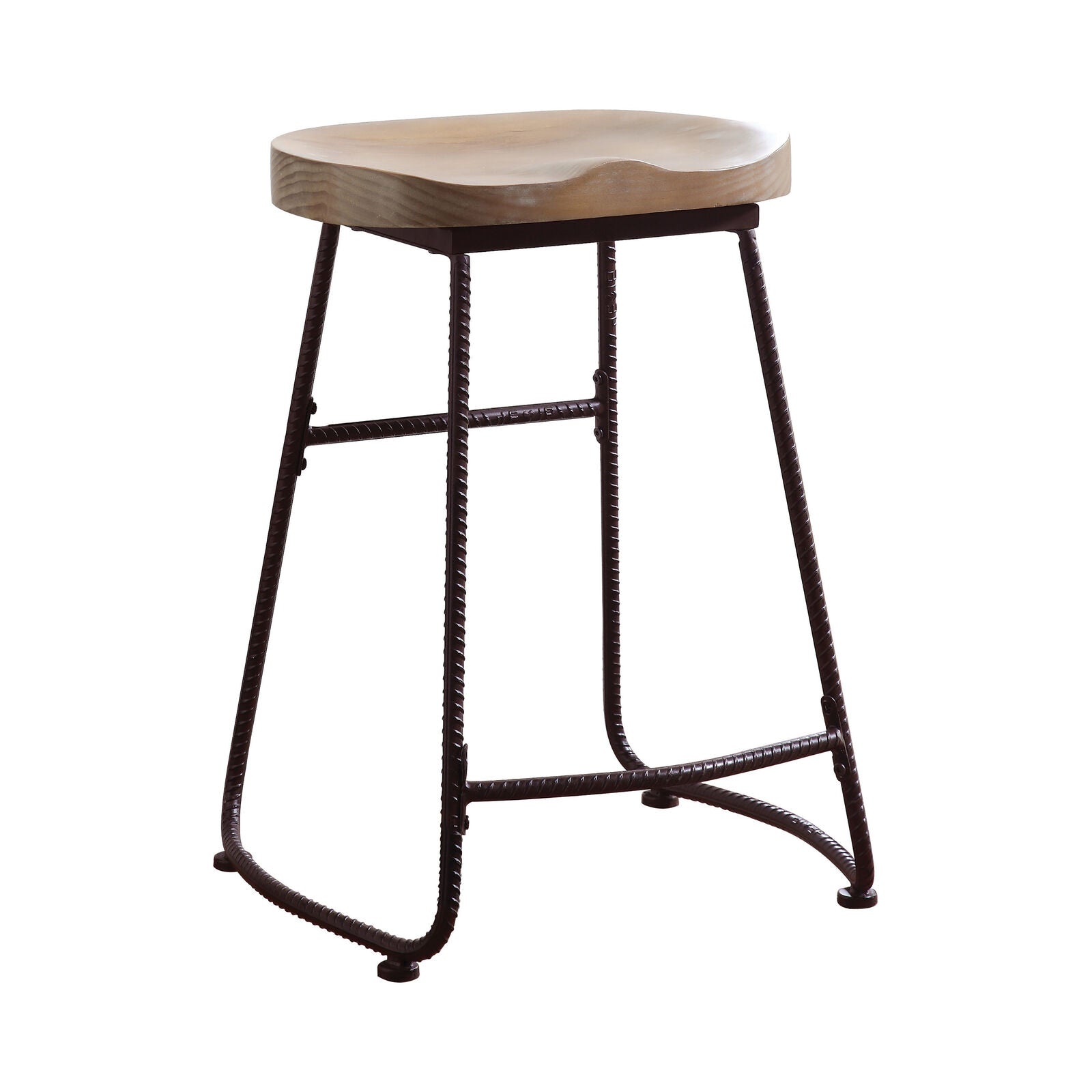 Rustic Backless Counter Height Stool Driftwood And Dark Bronze Metal