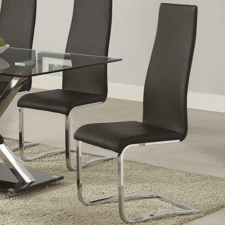 Montclair High Back Leatherette Dining Chairs Black And Chrome Set Of 4