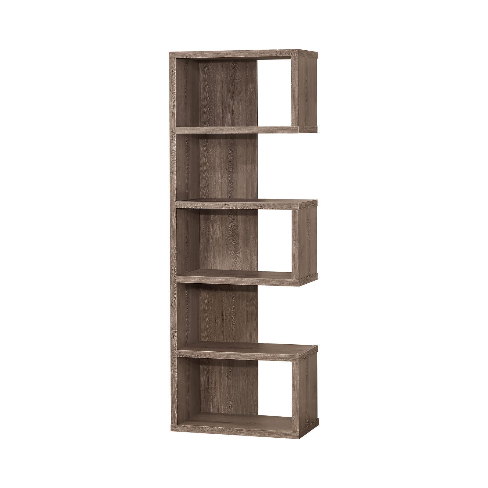 Coaster 5-Tier Semi-Backless Bookcase Shelf Weathered Grey Gray 800552