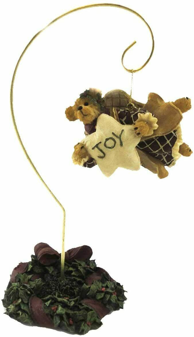 Boyds Bears Bearstone Resin JOY TO THE WORLD Hanging Ornament And Stand 4014495