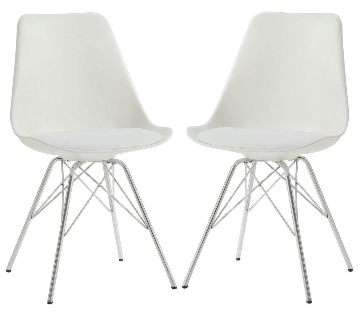 Coaster Contemporary Lowry Armless Dining Chairs White And Chrome (Set Of 2)