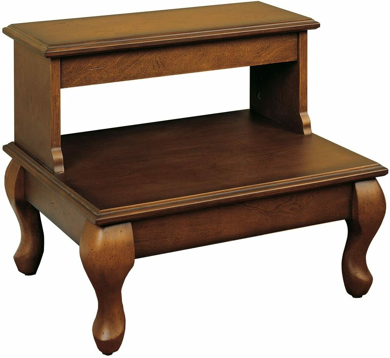 Powell Bed Steps Stool with Drawer, "Attic Cherry"