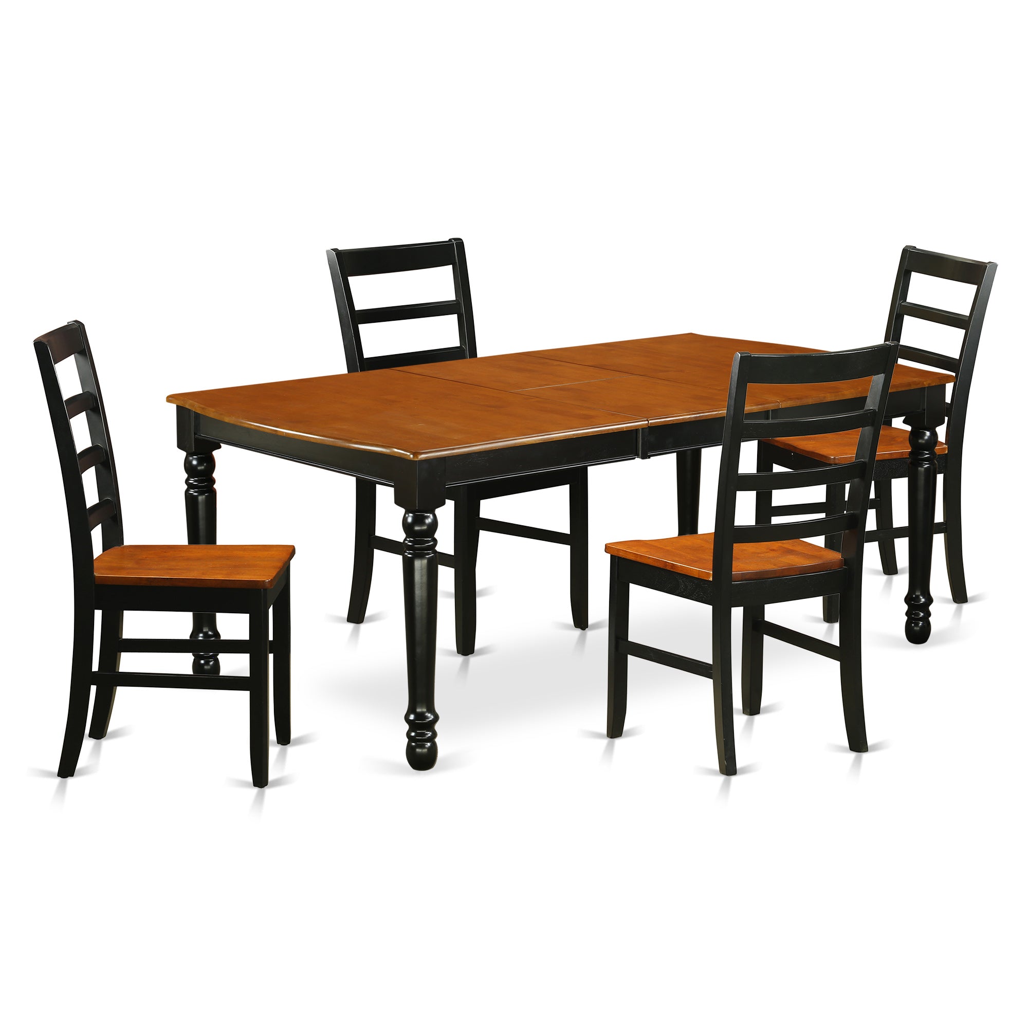 DOPF5-BCH-W 5 PC kitchen tables and chair set with one Dover dining table and 4 kitchen chairs in a Black and Cherry Finish