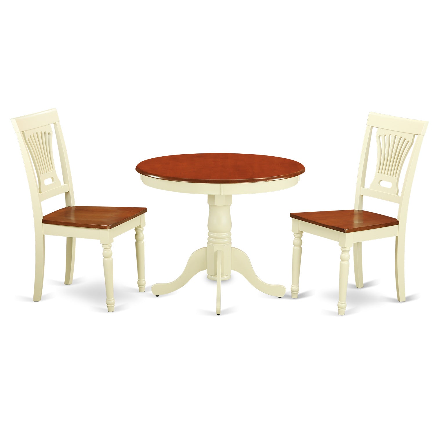 ANPL3-WHI-W 3 PC Kitchen nook Dining set-round Table plus 2 Dining Chairs