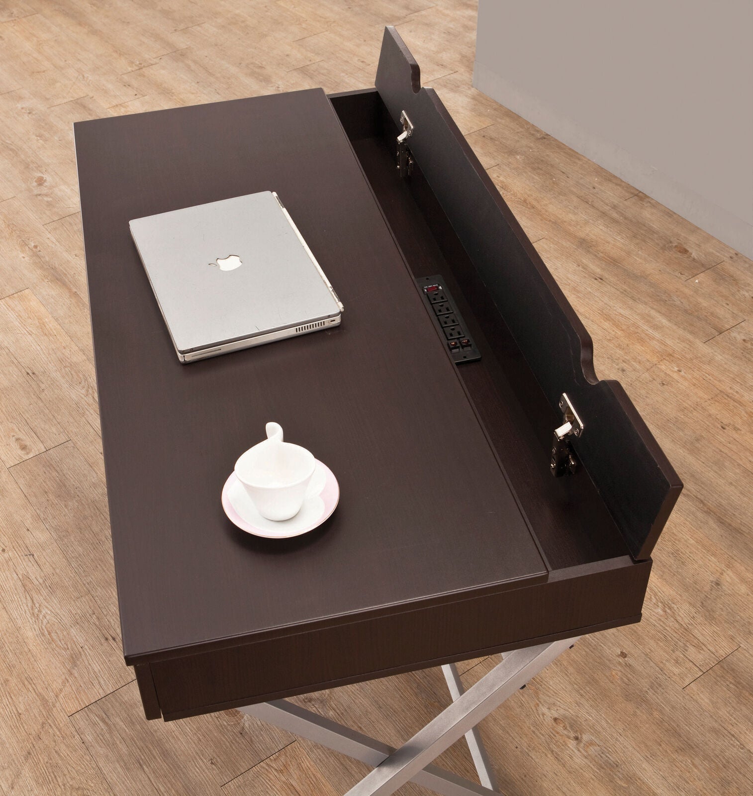 Olsen X base Lift Top Storage Connect-It Desk Cappuccino 800117