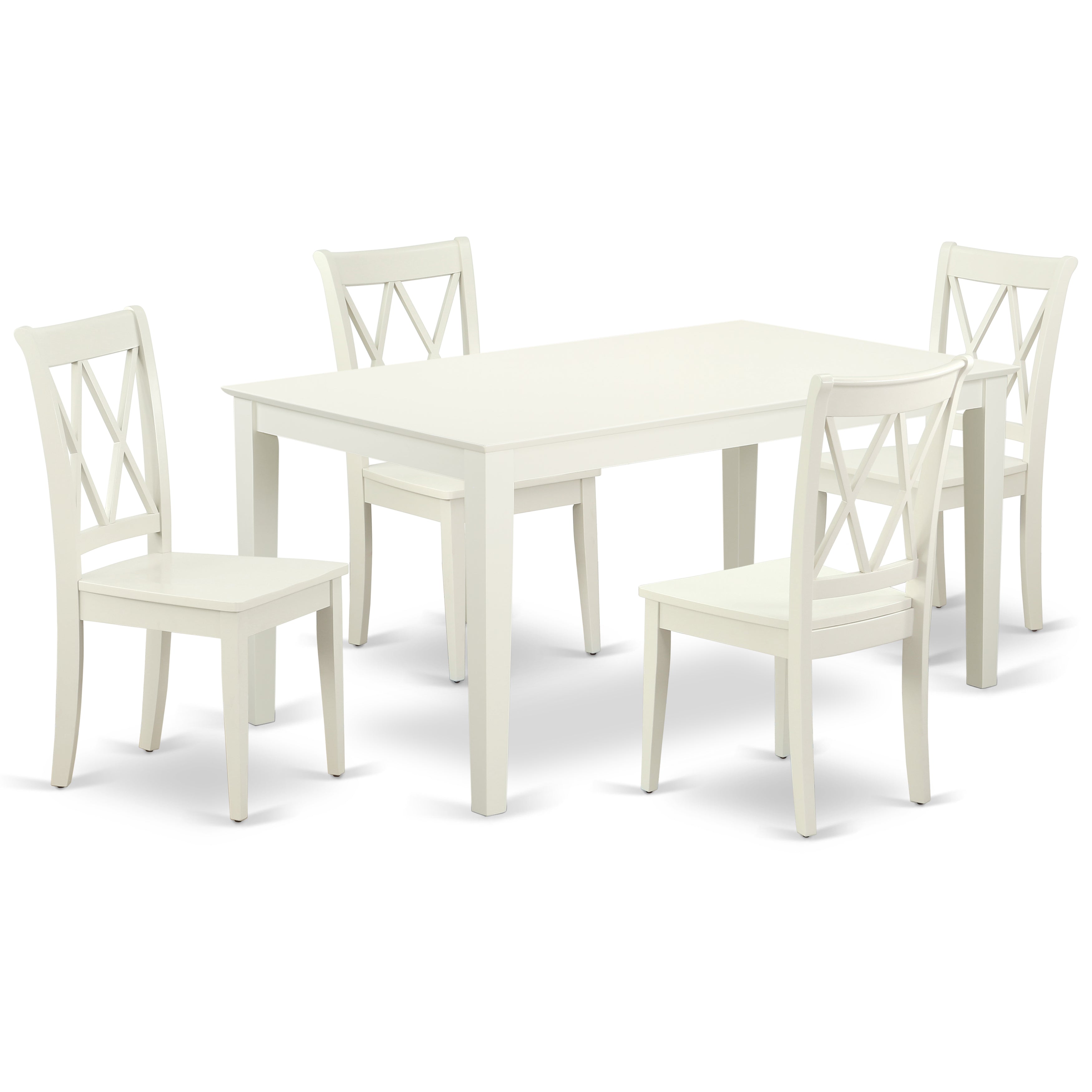 CACL5-LWH-W 5PC Rectangular 60 inch Table and 4 Double X back Chairs