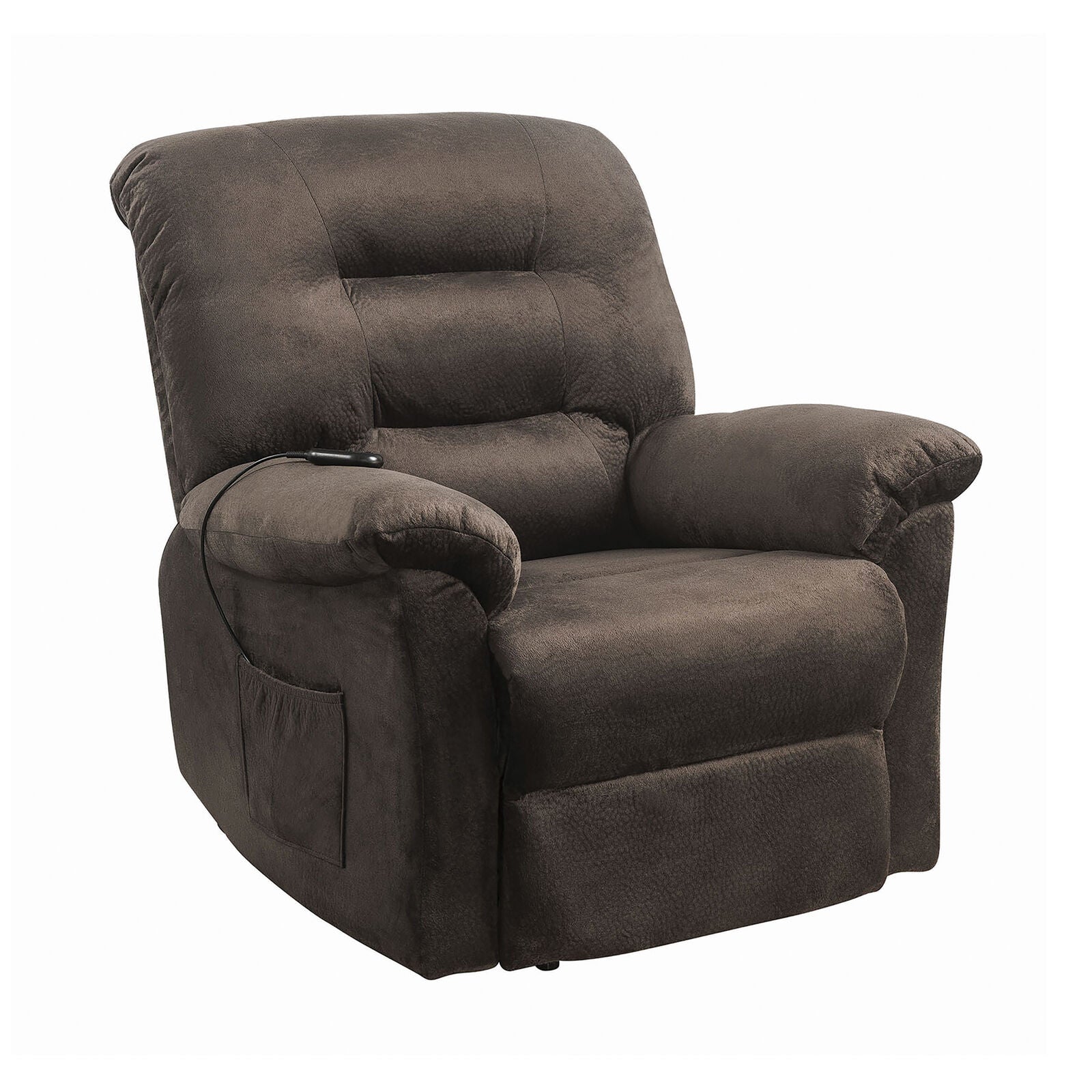 Coaster Velvet Upholstered Power Lift Recliner Chocolate 601026