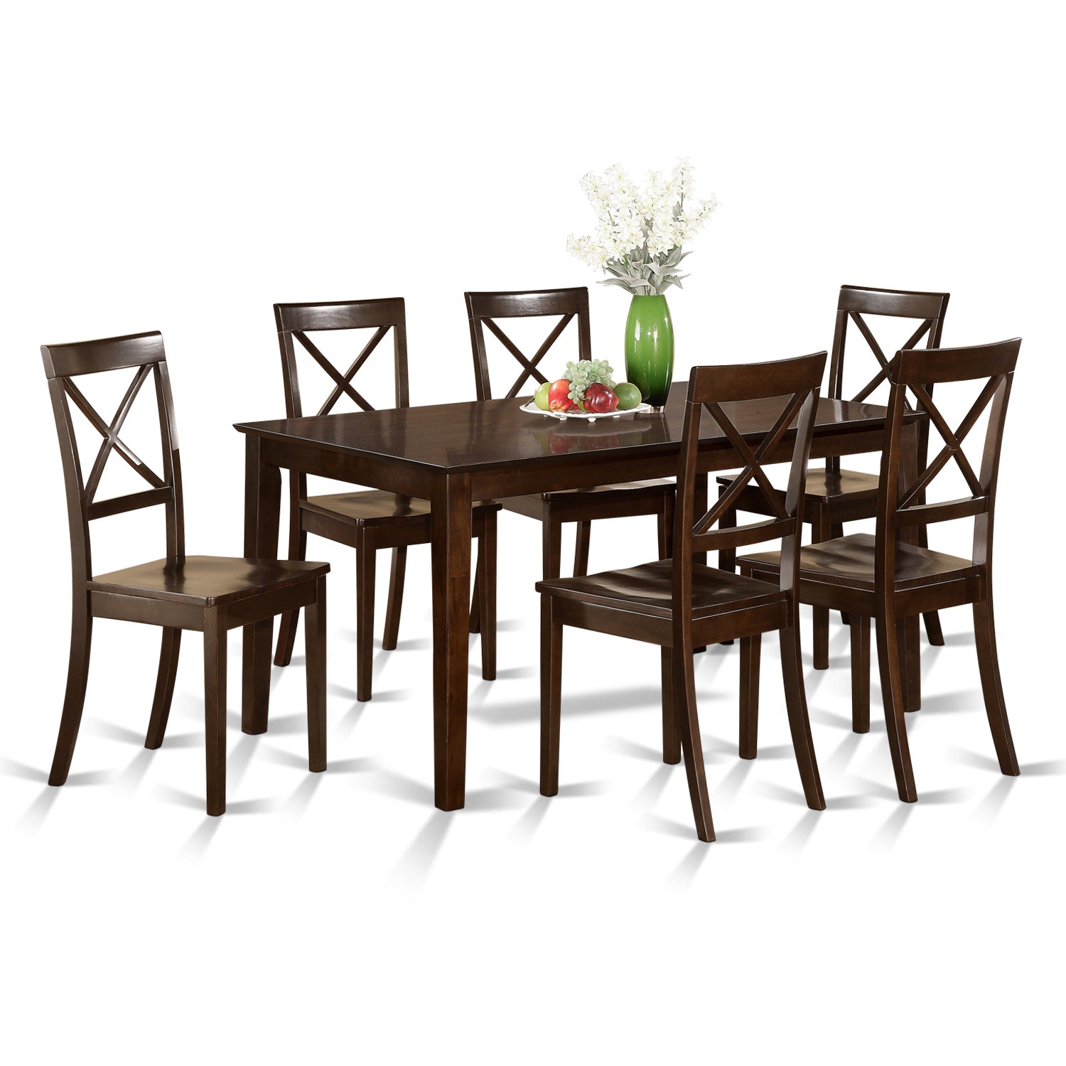 CABO7S-CAP-W 7 Pc Dining set-Dining Table and 6 Wood Dining Chairs