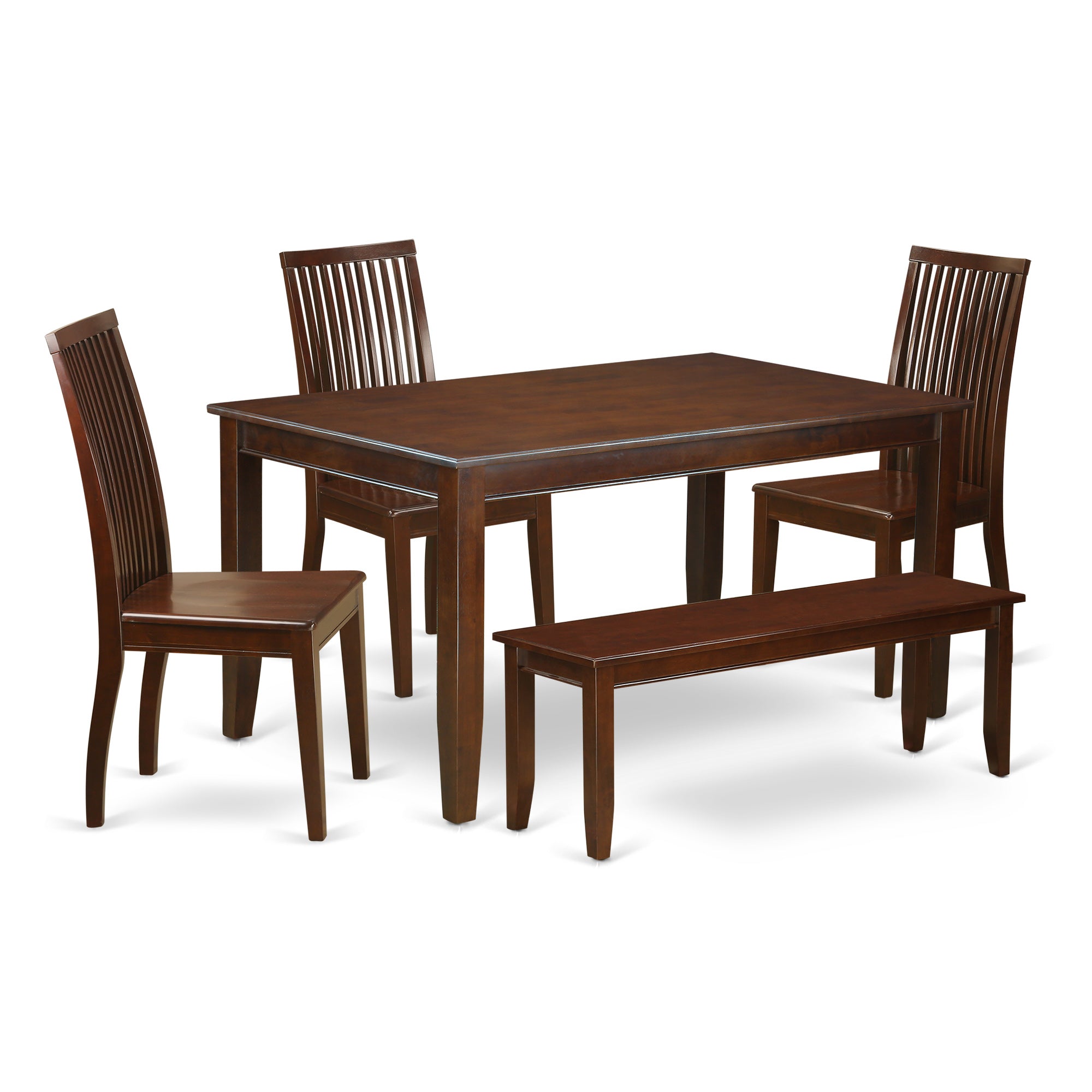 DUIP6-MAH-W 6 Piece kitchen nook dining set - Dinette table and 4 kitchen dining chairs in addition to a Bench