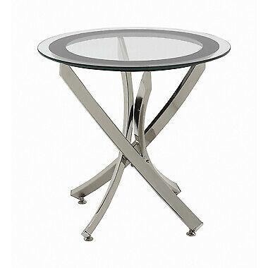 Norwood Glass Top Accent End Table in Chrome And Black